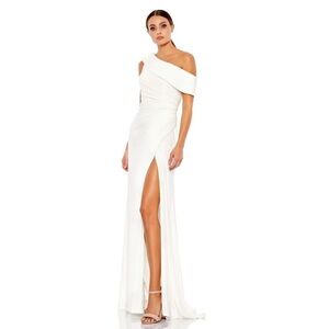 Mac Duggal 26517 NWT FOLDOVER OFF-THE-SHOULDER SLIT GOWN